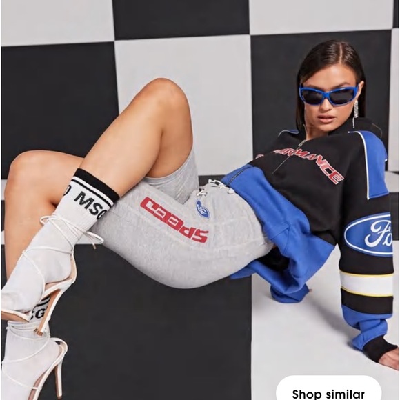 MISSGUIDED X FORD Collection Grey Biker Shorts womens size 6 Brand New - Picture 2 of 11